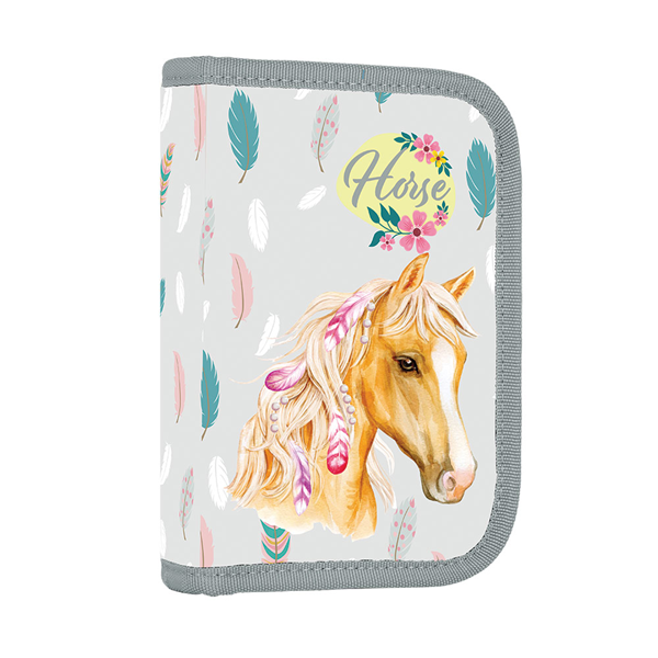 Penál 1patrový 2 klopy prázdný OXY - Kůň/Horse