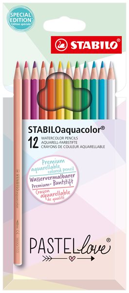 STABILOaquacolor Akvarelové pastelky Pastellove - sada 12 barev