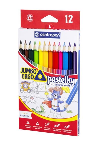 Centropen Školní pastelky JUMBO trojhranné - sada 12 barev