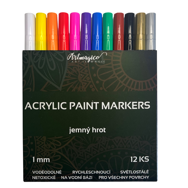 Artmagico akrylový popisovač s jemným hrotem (1 mm) 12 ks | 80067