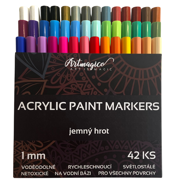 Artmagico akrylový popisovač s jemným hrotem (1 mm) 42 ks | 80296