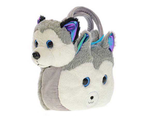 Pes husky plyšový 20 cm s kabelkou