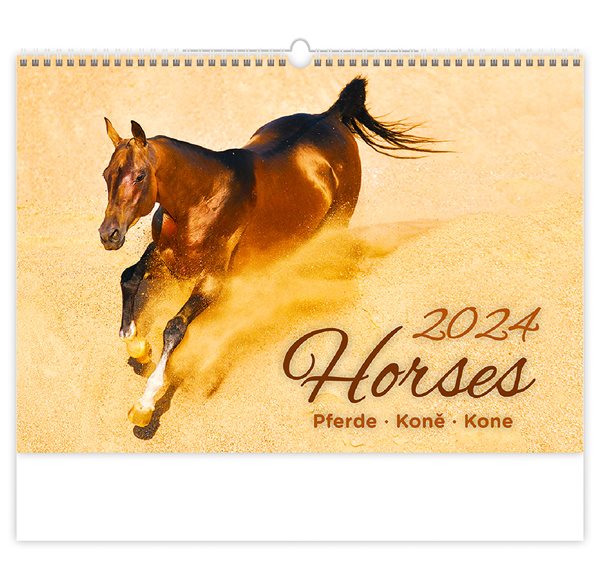 Kalendář nástěnný 2024 - Horses/Pferde/Koně/Kone - 45x31