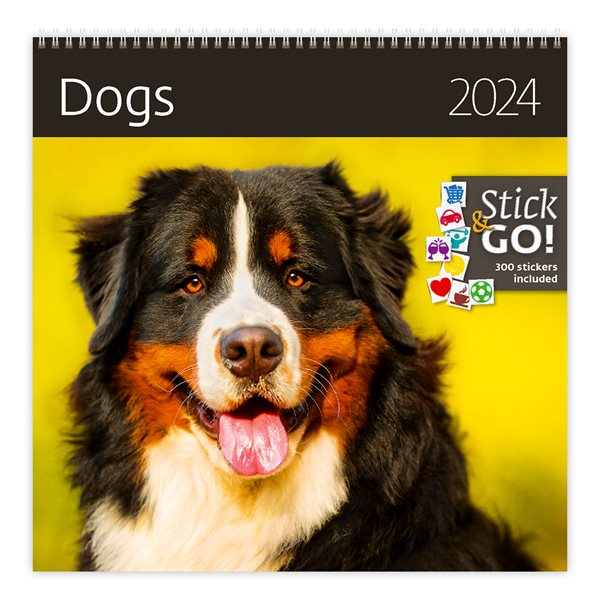 Kalendář nástěnný 2024 Label your days - Dogs - 30x30 cm