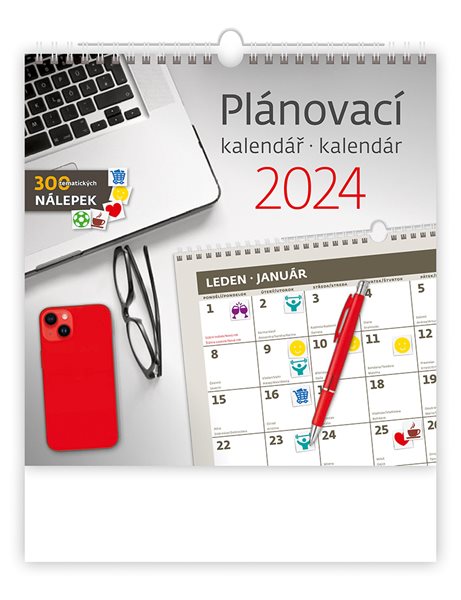 Kalendář nástěnný 2024 - Plánovací kalendář/kalendár - 30 × 37 cm