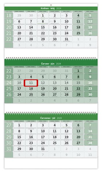 Kalendář nástěnný 2024 - Tříměsíční GREEN/Trojmesačný GREEN - 31