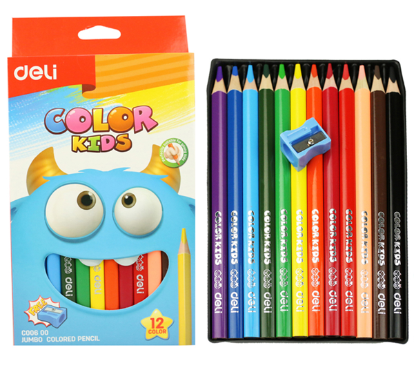 Pastelky DELI trojhranné JUMBO Color Kids - 12 barev