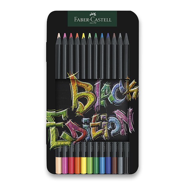 Pastelky Faber-Castell Black Edition v plechové krabičce - 12 barev