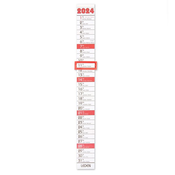 BOBO Kalendář nástěnný 2024 vázanka úzká - 5x45 cm