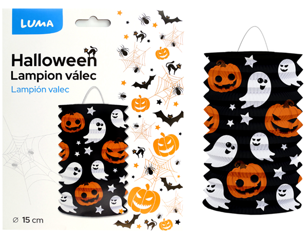 Lampion 15 cm válec HALLOWEEN duch