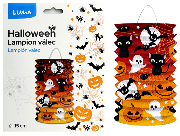 Lampion 15 cm válec HALLOWEEN strašidla