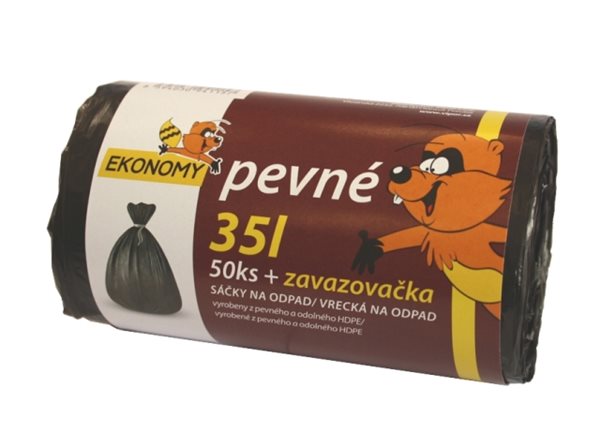 Sáčky na odpad HDPE 35 l - černé ( 50 ks ) - se zavazovačkou