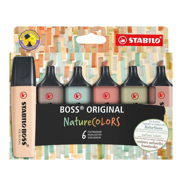 Zvýrazňovač STABILO BOSS ORIGINAL NatureCOLORS - sada 6 barev