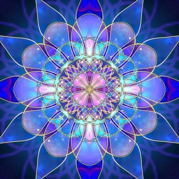 Diamantový obrázek mandala 7D - Tmavě modrý kruh 30 x 30 cm