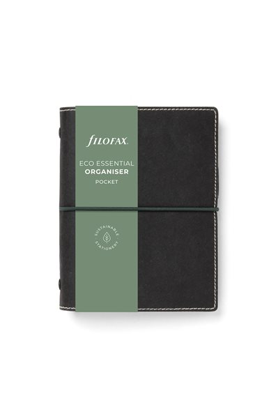 Kroužkový diář 2024 Filofax Eco Essentials kapesní - dark ebony