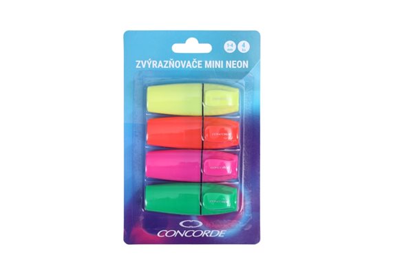 Zvýrazňovač CONCORDE Mini Neon - sada 4 barev