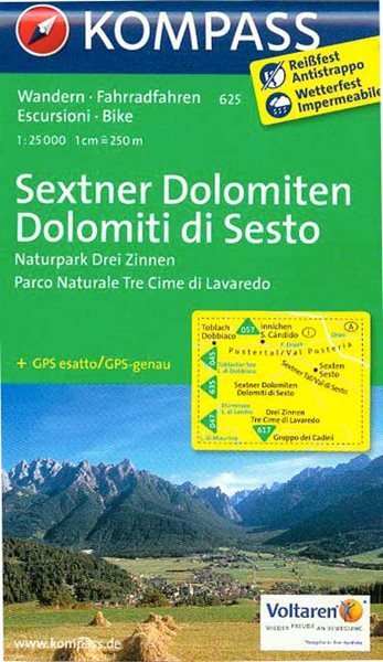 Mapa Sextenské Dolomity Kompass 1:25 tis.