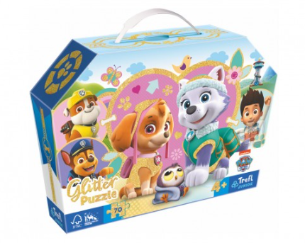 Puzzle třpytivé Skye a Everest Tlapková patrola/ Paw patrol 70 dílků