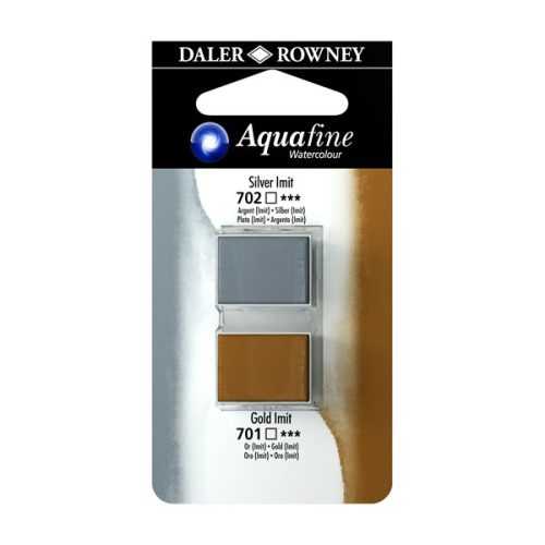 Umělecká akvarelová barva Daler-Rowney Aquafine - dvojbalení - Stříbrná/ Zlatá