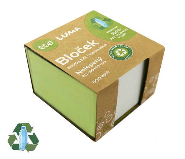 Bloček kostka ECO LUMA bílá nelepená 80 × 80 × 53 mm