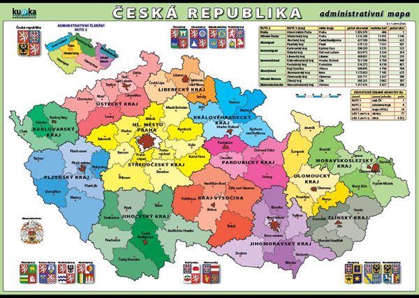 Česká republika - administrativní mapa XL (100x70 cm) - 100×70 cm