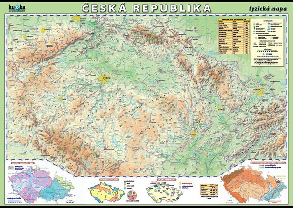 Česká republika - fyzická mapa XL (100x70 cm) - 100×70 cm