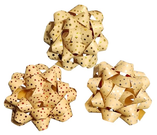 Rozeta 11 cm kraft hvězdy 1 ks - mix barev