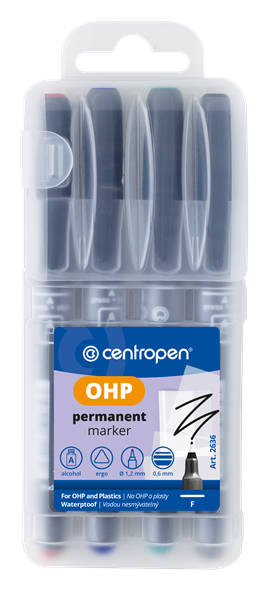 Centropen Popisovač 2636 F OHP permanent - sada 4 barev