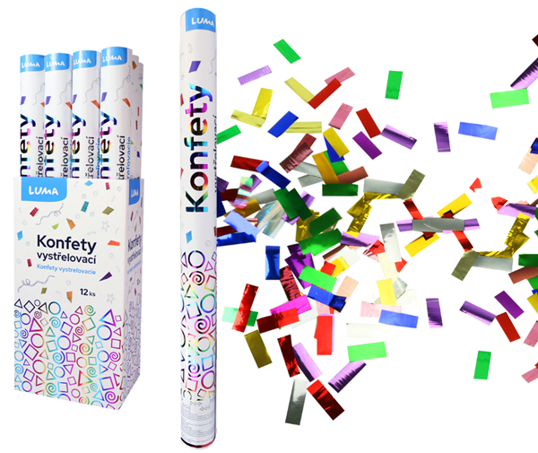 Konfety vystřelovací 60 cm - fóliové barevné