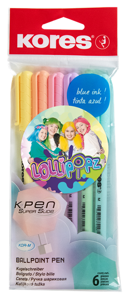 Kores Kuličkové pero K0 Pen Pastel LOLLIPOPZ 1 mm - sada 6 barev