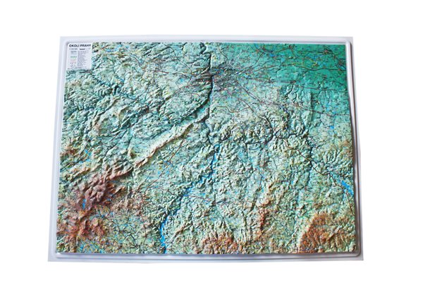 Okolí Prahy - reliéfní nástěnná mapa - 1:120 000 - 100x75cm