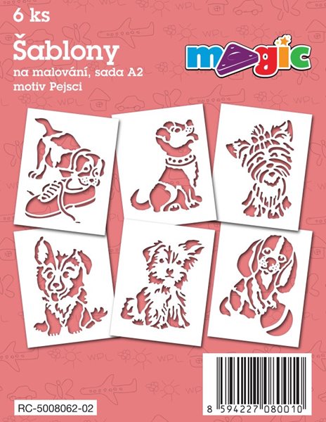 Papírové šablony - Pejsci - 6 ks