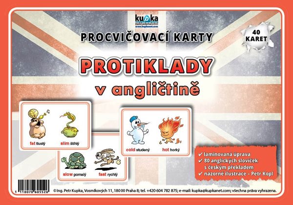 Procvičovací karty - protiklady v angličtině A7 (10x7 cm) - A7