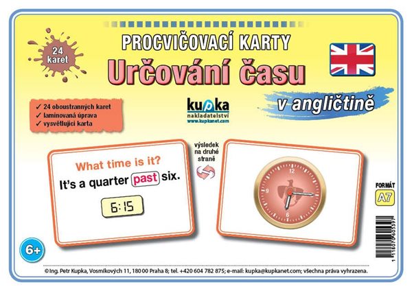 Procvičovací karty - určování času v angličtině A4 (30x21 cm) - A4