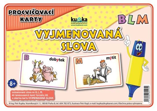 Procvičovací karty - vyjmenovaná slova BLM A6 (15x10 cm) v krabičce - A6