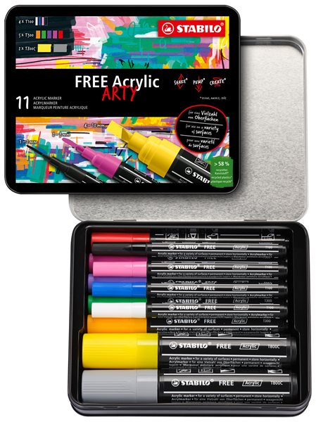 STABILO FREE Akrylový popisovač - Startovací sada - 11 ks
