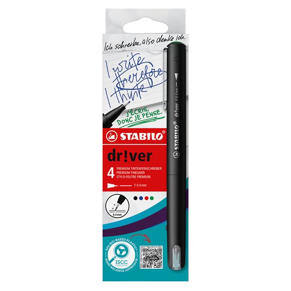STABILO dr!ver Prémiový liner F - sada 4 barev