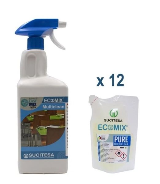 SUCITESA čistič povrchů 12 ks 90 ml sáčků+lahev 1 l