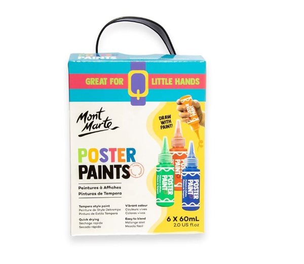 Sada temperových barev Mont Marte BASIC v lahvičce s tenkým hrotem - 6 x 60 ml