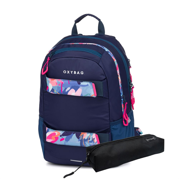 Studentský batoh + etue Oxy Sport - Flowers Blue