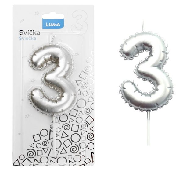 Svíčka č. 3 - balónek stříbrný