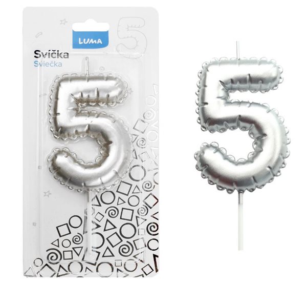 Svíčka č. 5 - balónek stříbrný