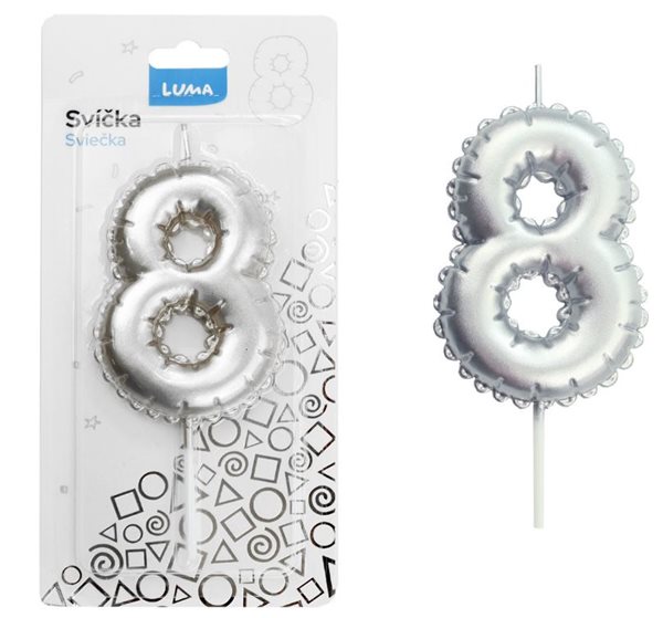 Svíčka č. 8 - balónek stříbrný