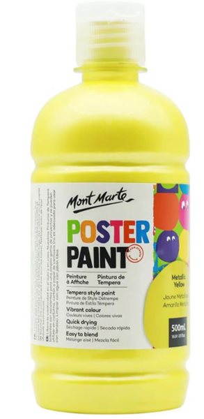 Temperová barva Mont Marte 500 ml - METALLIC žlutá