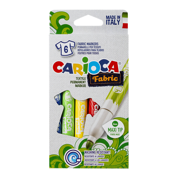 Textilní fixy Carioca maxi silný hrot - 6 ks