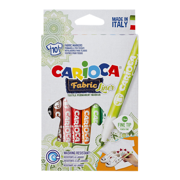 Textilní fixy Carioca tenký hrot - 10 ks