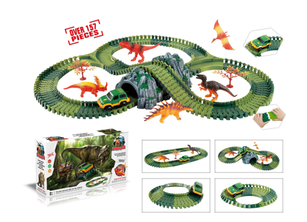 Variabilní dráha s dinosaury a tunelem 144 dílů