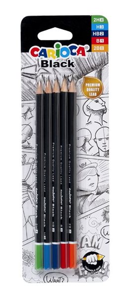 Grafitové tužky Carioca Black trojhranné - 5 ks