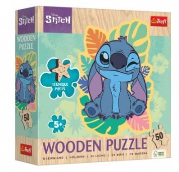 Puzzle dřevěné nepravidelné tvary Lilo a Stitch 50 dílků