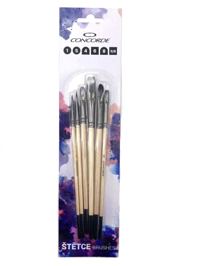 Sada štětců CONCORDE Natural nylon 6 ks